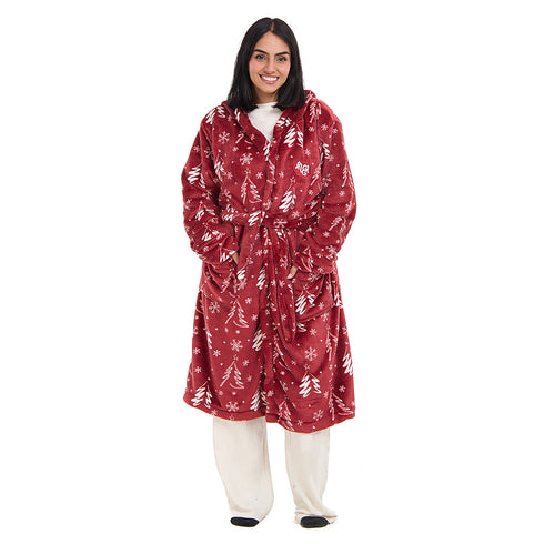 Snuggs Blanket Robe Red Tree Christmas